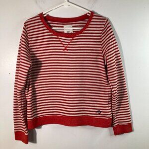 Womens Levis Terry Cloth Striped Sweatshirt Red Orange White Long Sleeve L Cotto